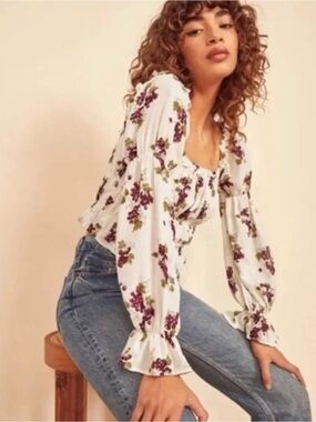 Reformation Amarena Grape Top Long Sleeve Top